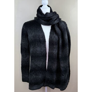 Elie Tahari Charcoal Gray Ombre Cardigan Sweater Open Front Scarf Small NWT